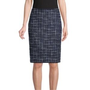 Karl Lagerfield Paris Textured Knee Length Blue Tweed Skirt 14